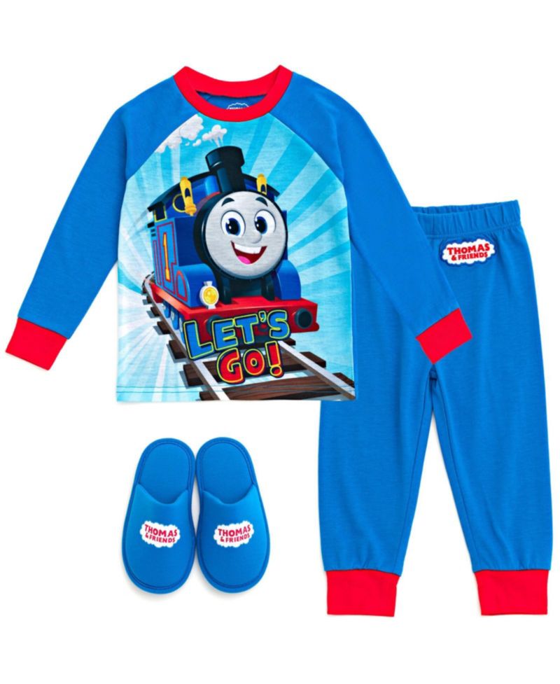 Little Boys Pajama Shirt Pants and Slippers 3 Piece