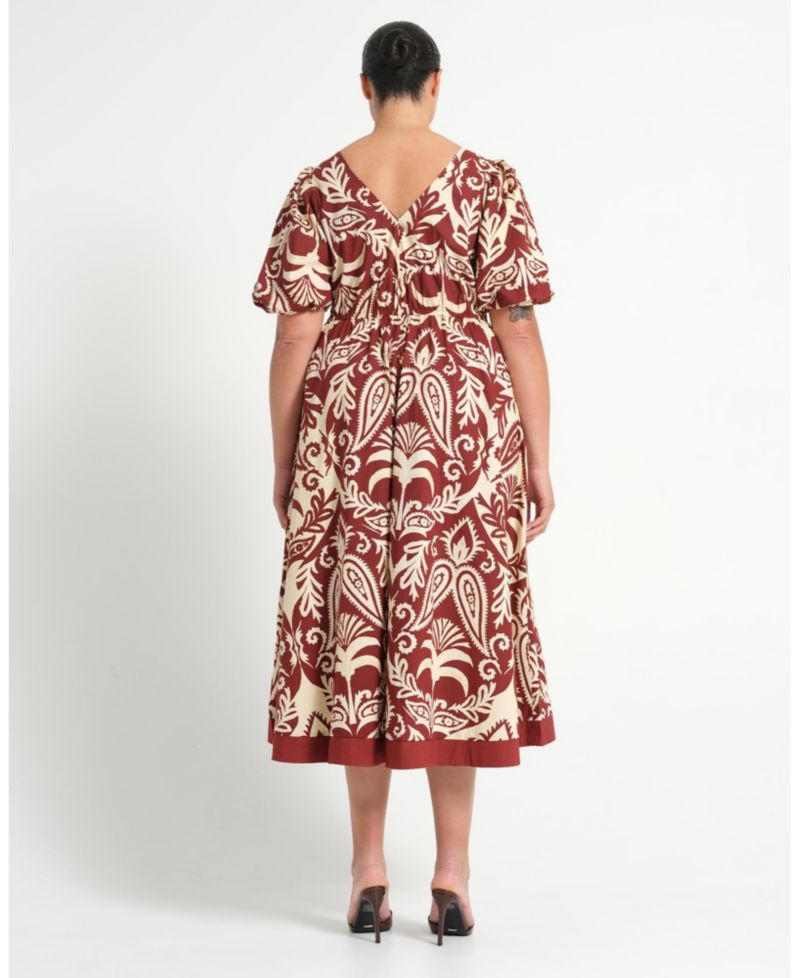 Women's Aurela Cotton Print Twist Midi Dress