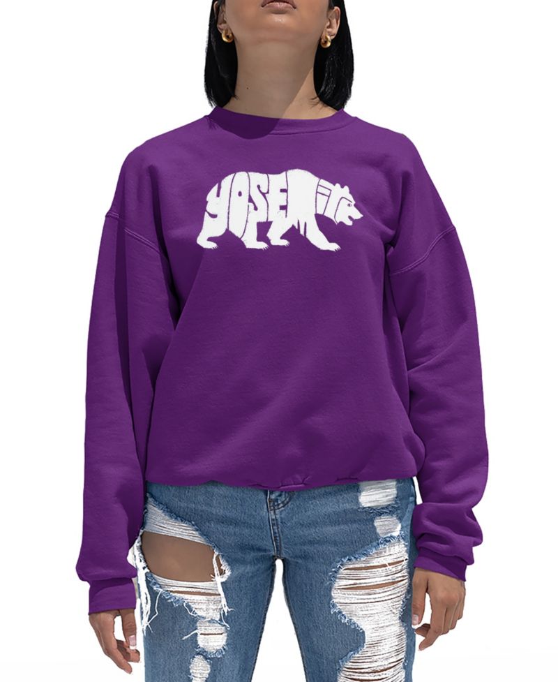 Women's Yosemite Bear Word Art Crewneck Sweatshirt