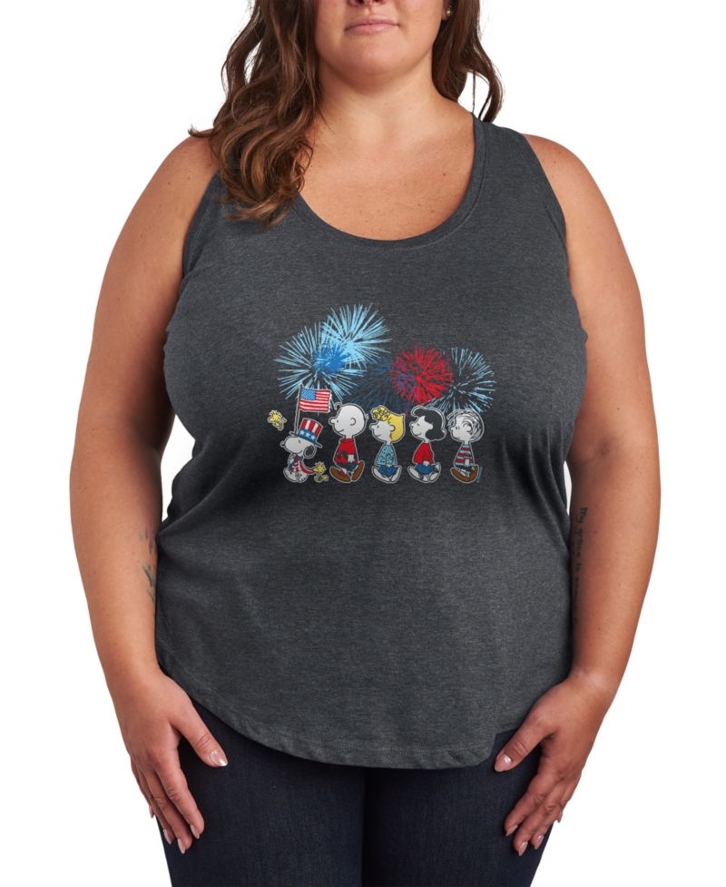 Plus Size Peanuts USA Parade Racerback Graphic Tank Top