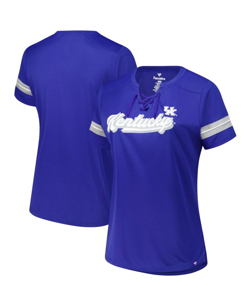 Women's Royal Kentucky Wildcats Plus Size Overtime Readiness Lace-Up T-Shirt