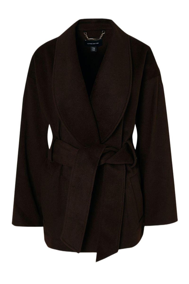 Women's Brushed Wool Wrap Short Coat