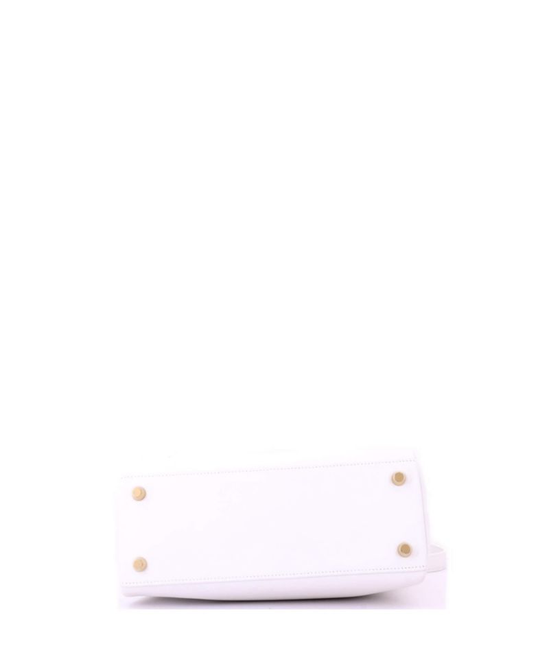 Pre-Owned Hermes Kelly 25 Handbag White Swift with Gold Hardware