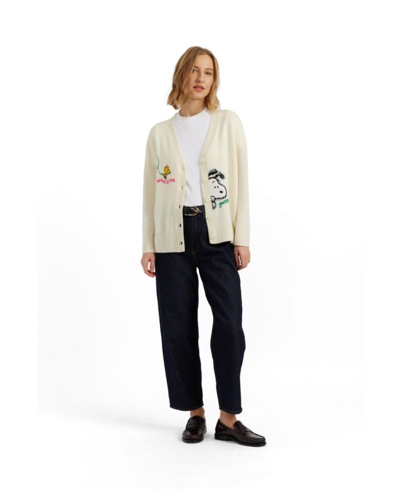 Chinti and Parker Women's Wool-Cashmere Snoopy Embroidered Cardigan