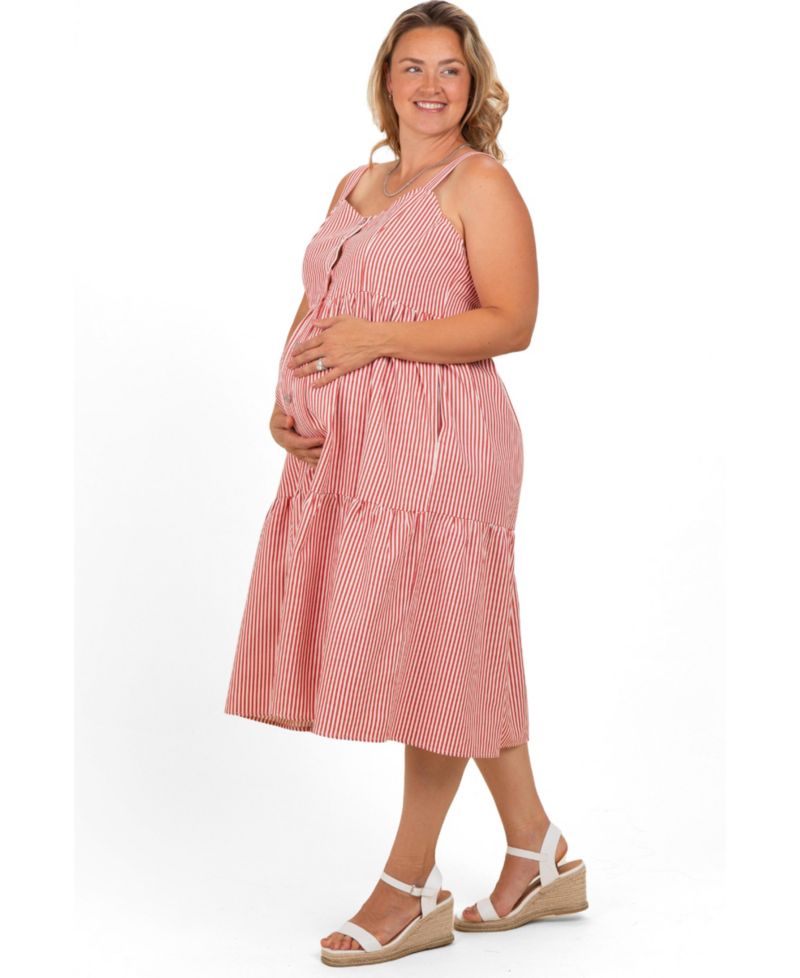 Plus Size Black Striped Tiered Overall Dress