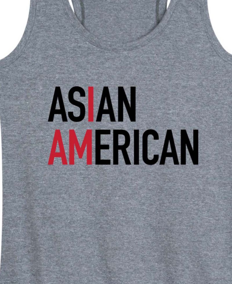 Plus Size Instant Message Am Asian American Racerback Graphic Tank T-shirt