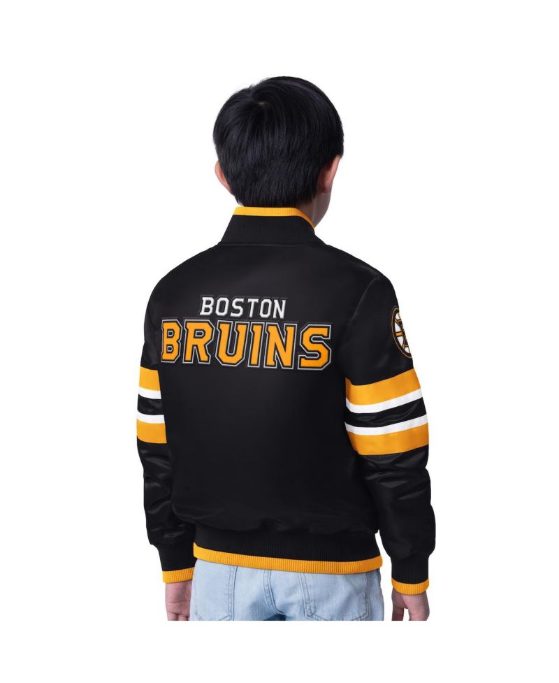 Big Boys and Girls Black/Gold Boston Bruins Scout 1 Full-Snap Varsity Jacket