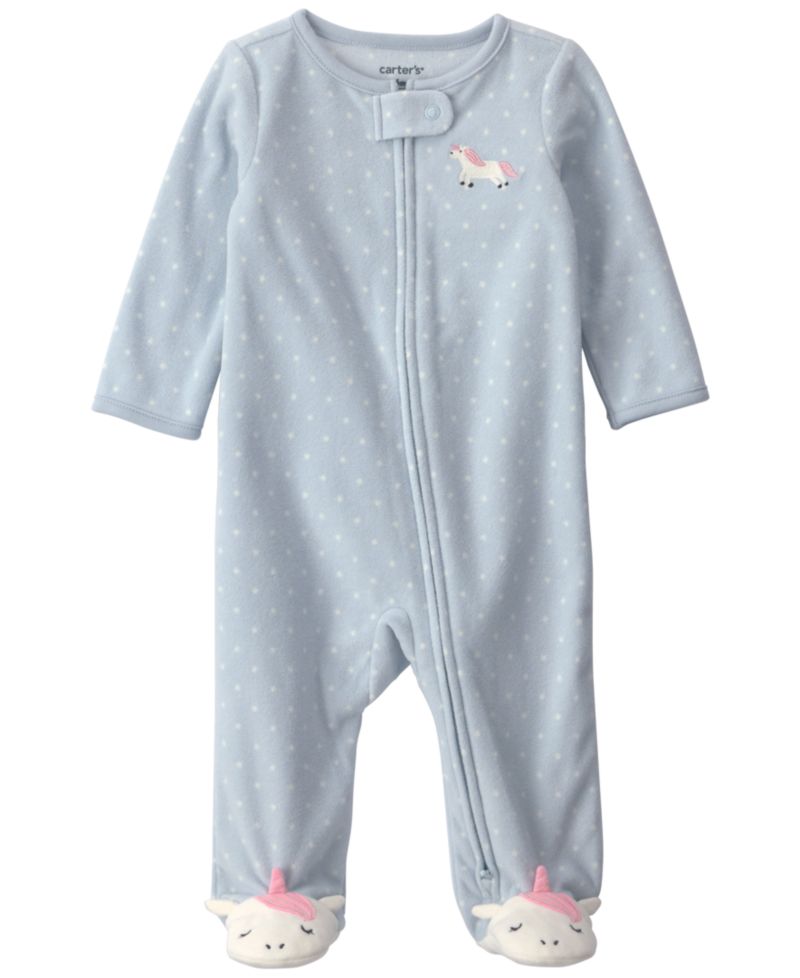 Baby Girls' Unicorn Fleece 2-Way Zip Sleep & Play