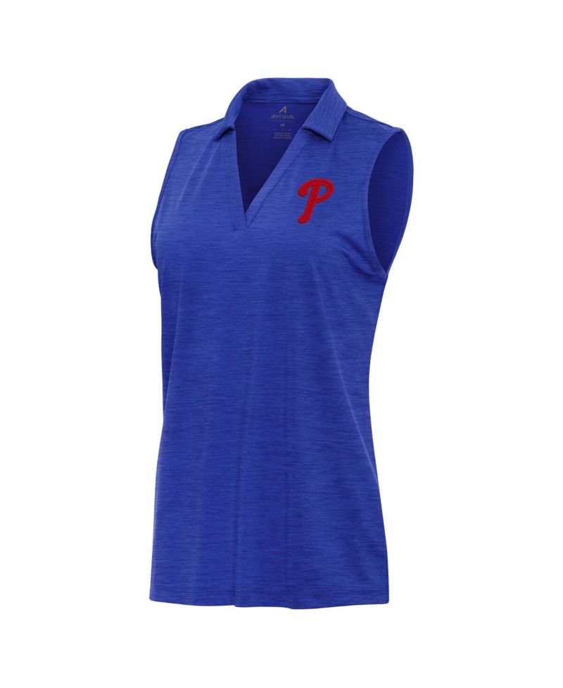 Women's Heather Royal Philadelphia Phillies Layout Sleeveless Polo Shirt