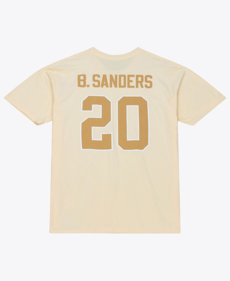 Men's Barry Sanders Cream Detroit Lions Sandman Name & Number T-Shirt