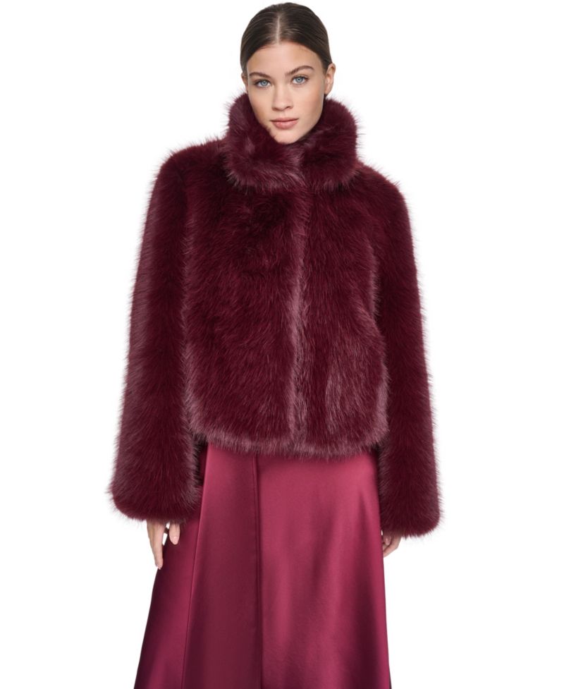 Women's Short Notch Collar Faux Fur Coat