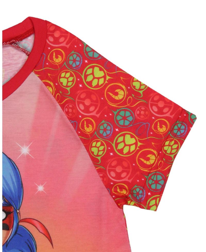 Miraculous: Tales of Ladybug and Cat Noir Girls' Nightgown Kids Short-Sleeve Raglan Pajama