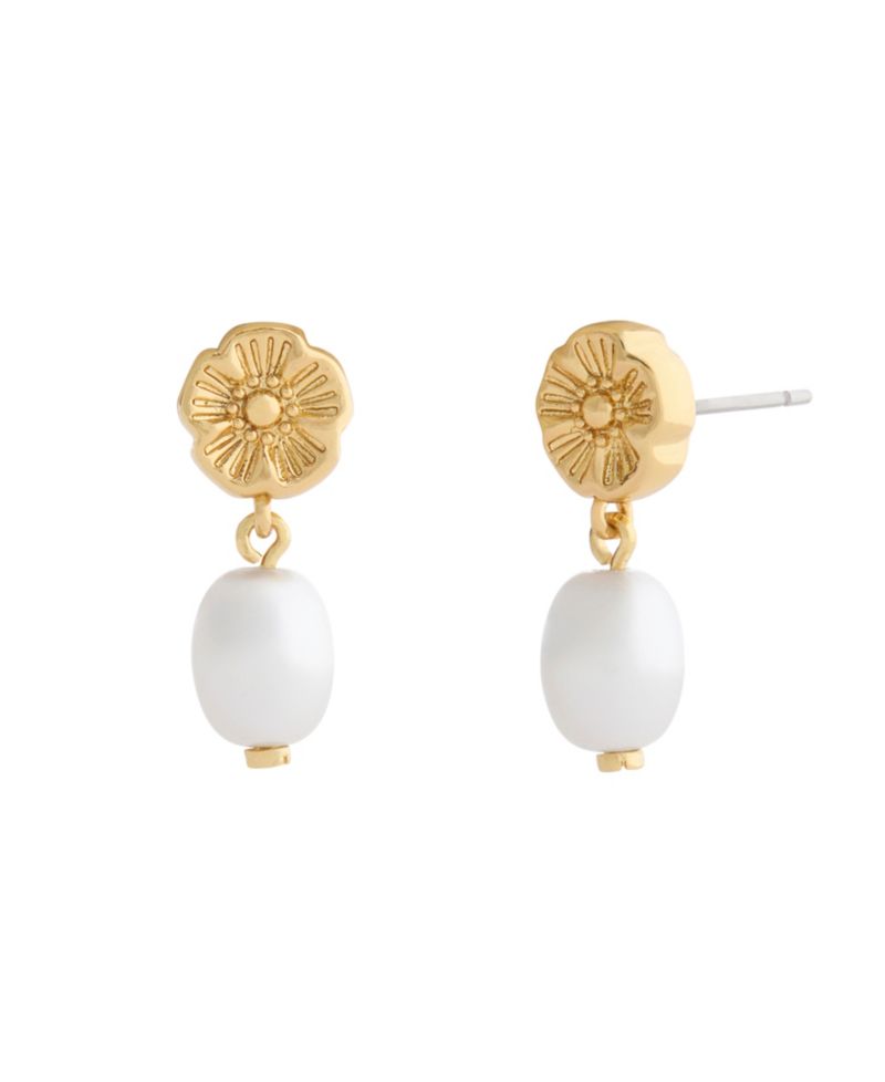 Imitation Pearl Iconic Tearose Drop Earrings