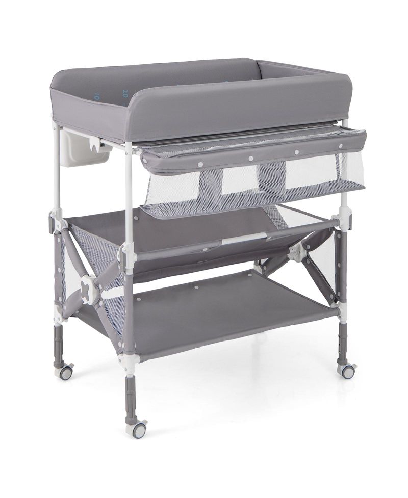 Portable Baby Changing Table with Wheels and Large Storage Rack Convenient and Mobile for Nursery Organization