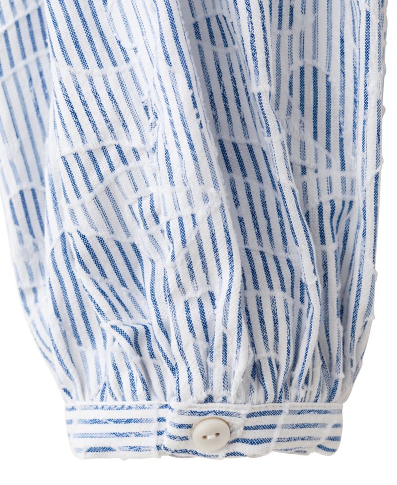 Women's Puff-Sleeve Embroidered Striped Shirt