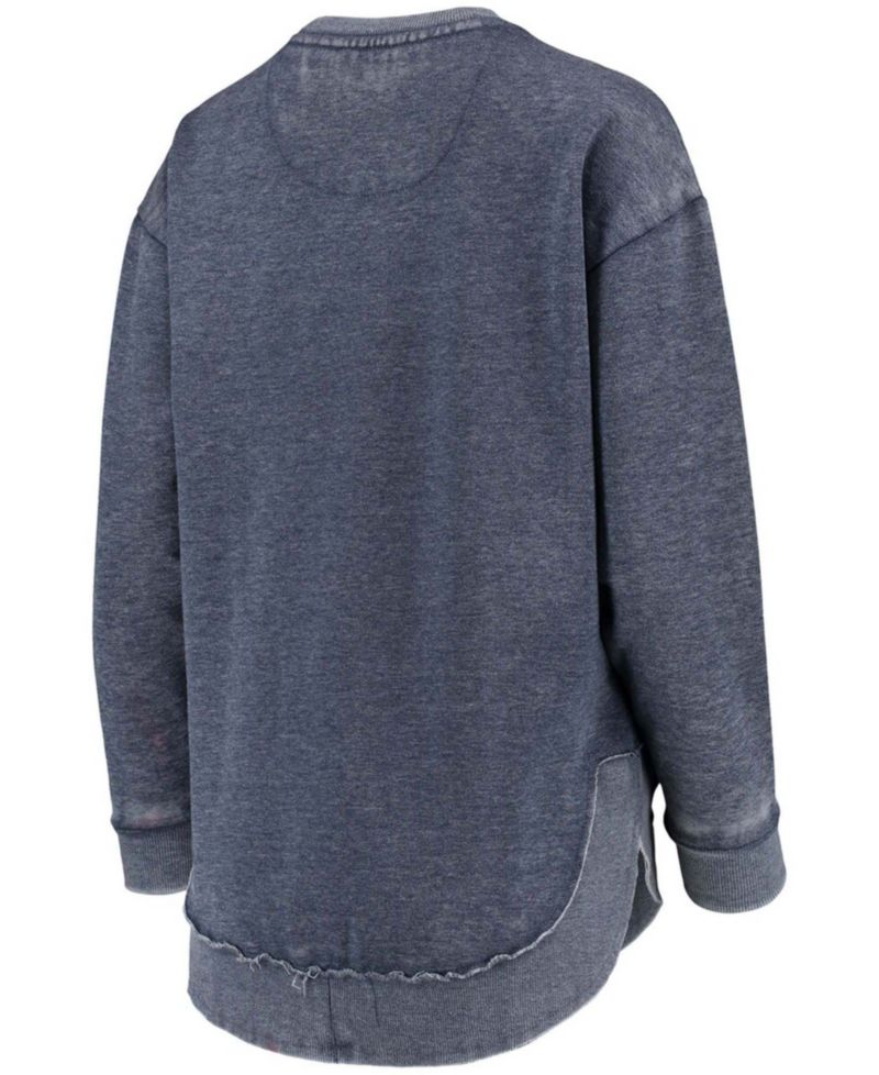 Women's Navy Michigan Wolverines Vintage-Like Wash Pullover Sweatshirt