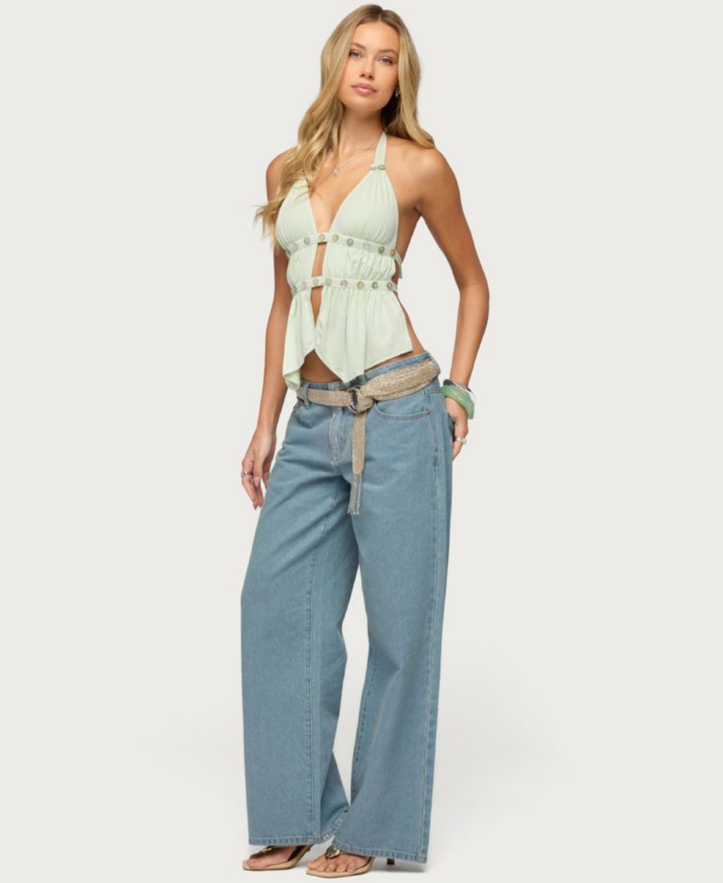 Women's Izora Button Split Front Top