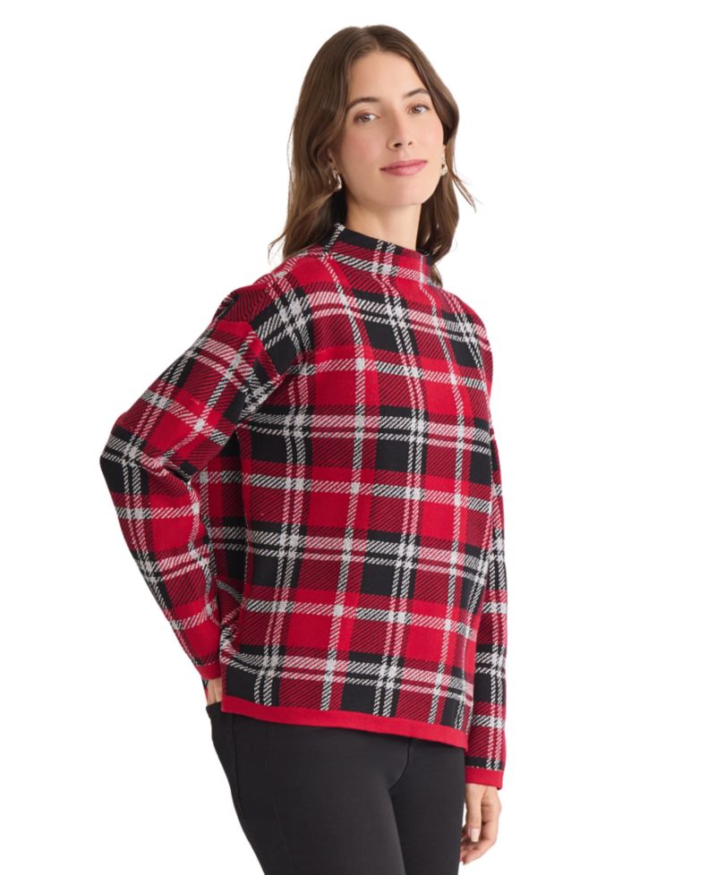 Women's Plaid Mock Neck Sweater