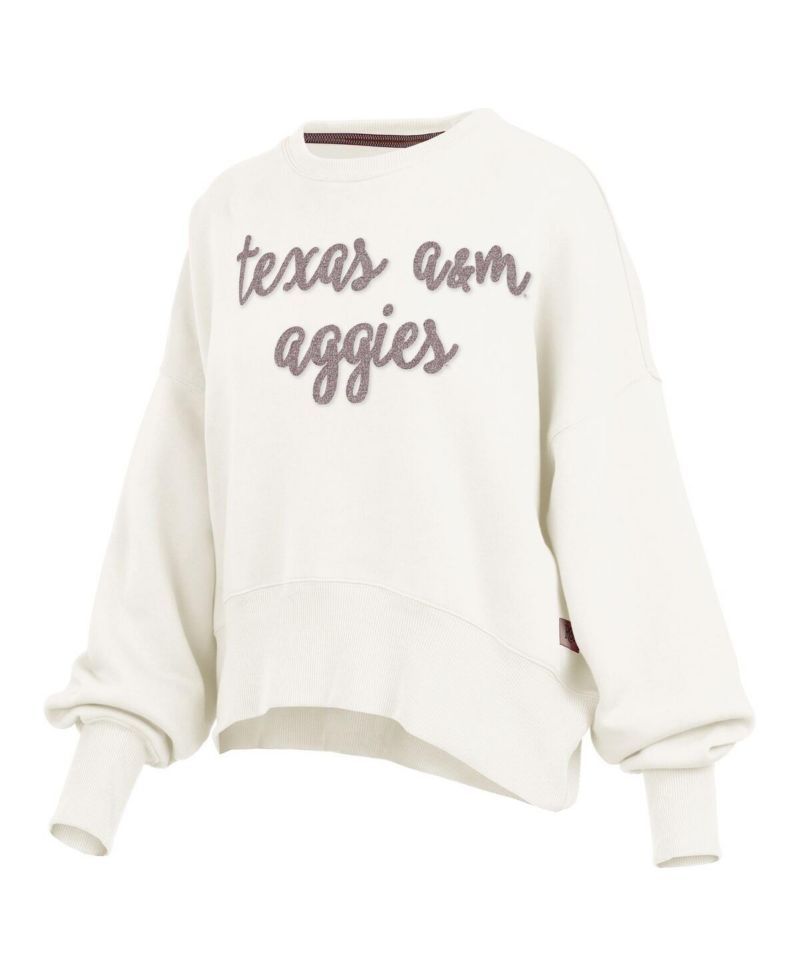 Women's Cream Texas A&M Aggies Chelsea Oversized Pullover Sweatshirt