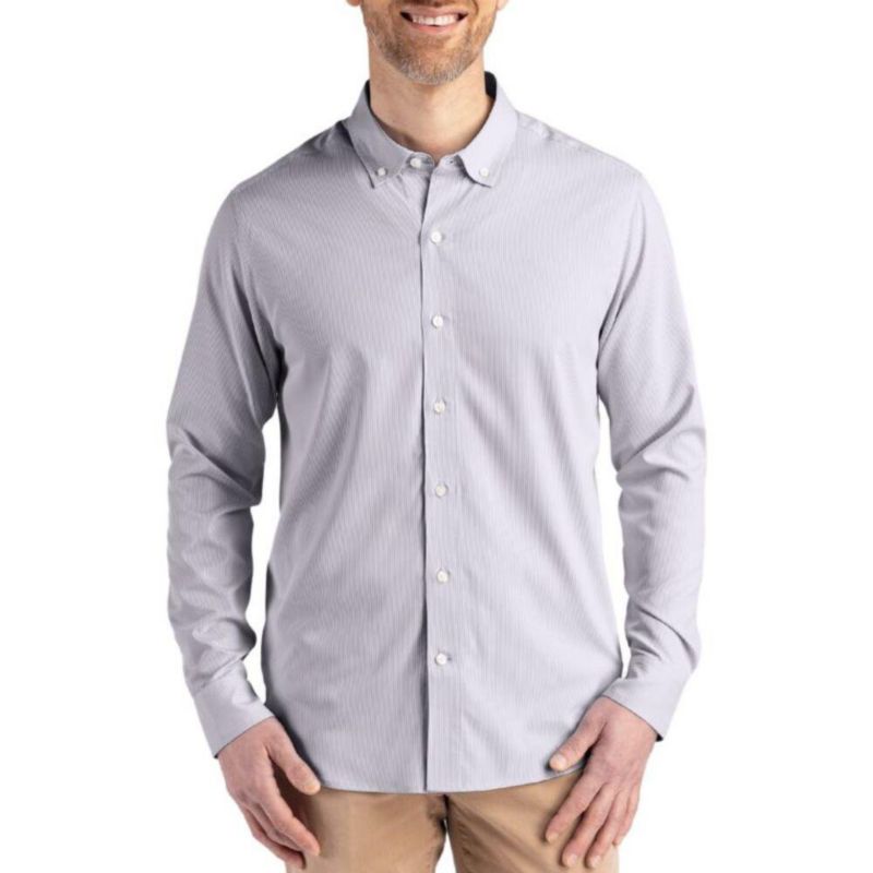 Men's Pinstripe Long Sleeve Dress Shirt