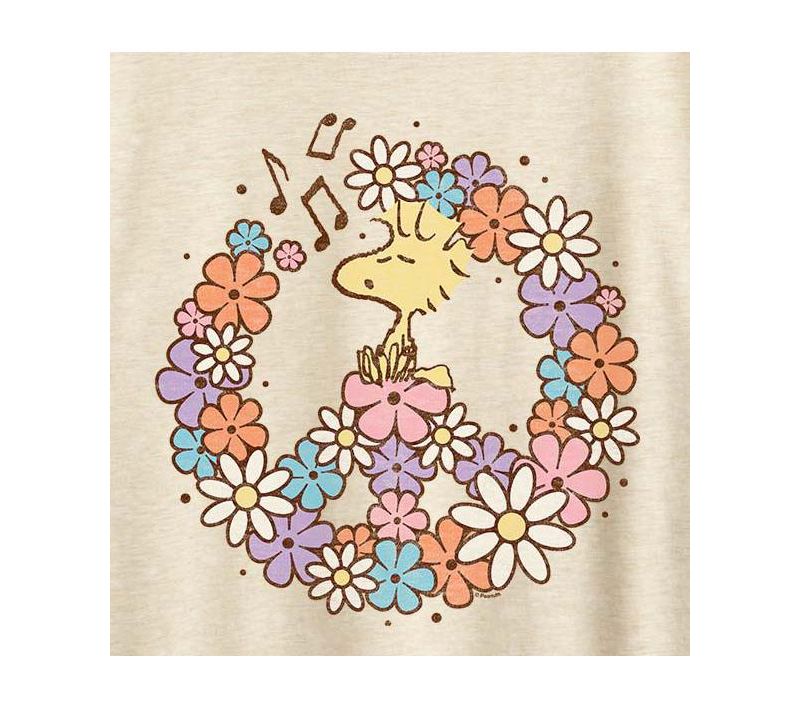 Woodstock Floral Peace Sign Plus Size Graphic T-Shirt