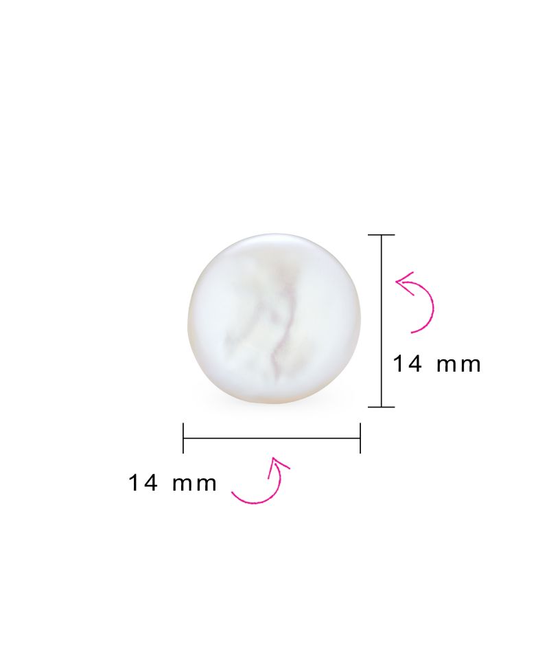 White Biwa Baroque Irregular Round Coin Pearl Stud Earrings Sterling Silver