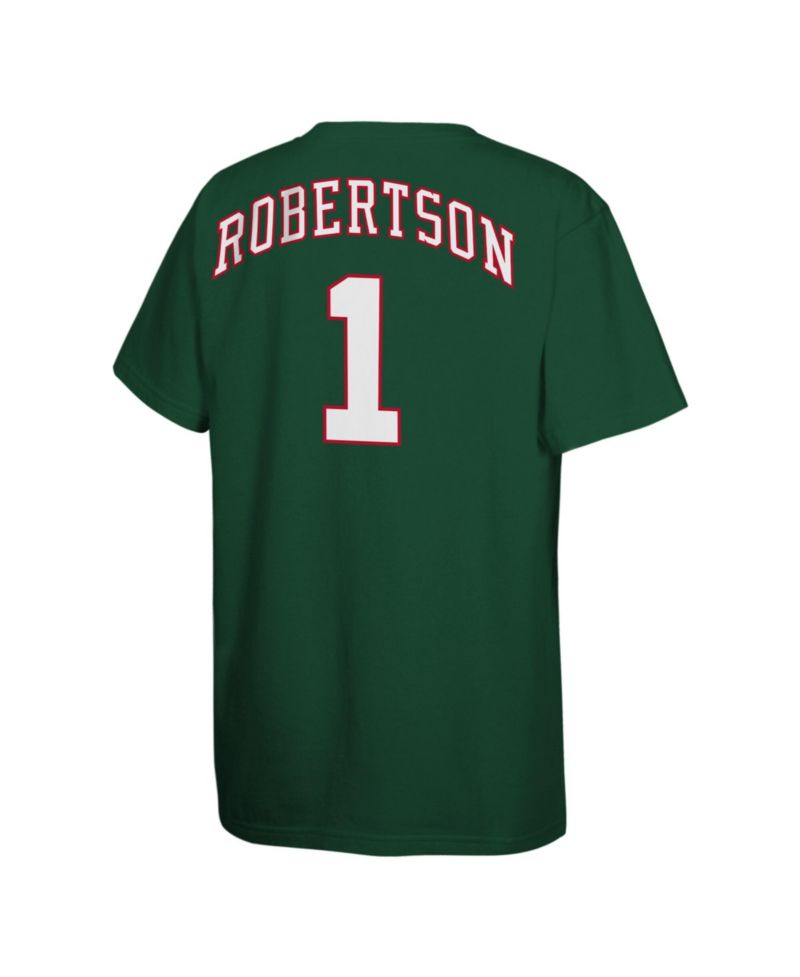Big Boys and Girls Oscar Robertson Hunter Green Milwaukee Bucks Hardwood Classics Name & Number T-Shirt