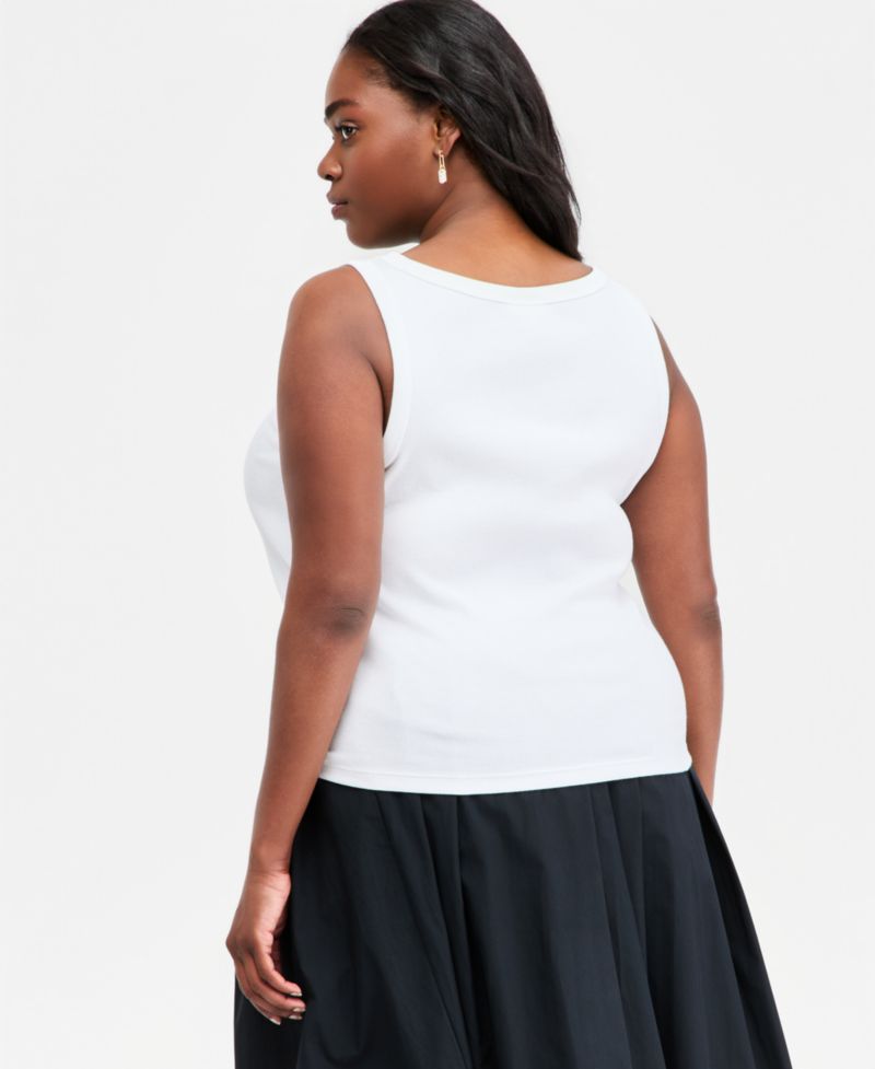 Plus Embroidered Chili Pepper Ribbed Tank