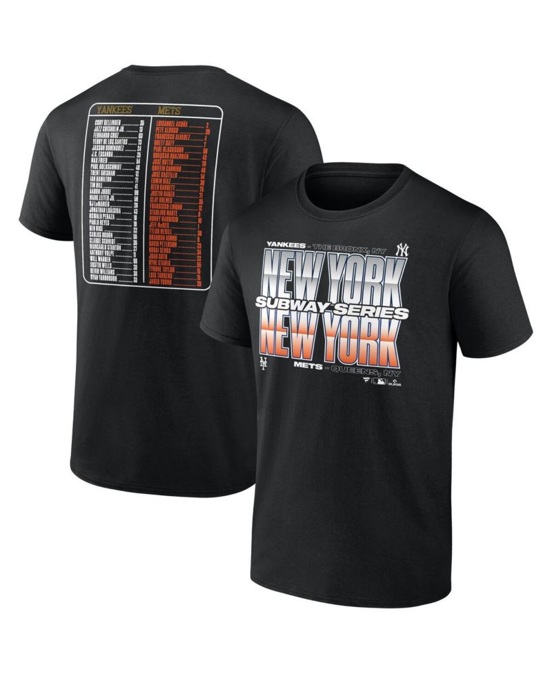 Men's Black New York Yankees vs. New York Mets 2025 Subway Series Roster T-Shirt