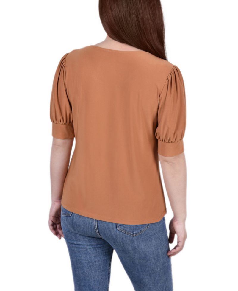 Petite Short Sleeve Balloon Sleeve Top