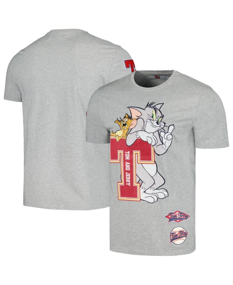 Men's and Women's Heather Gray Tom and Jerry University T-shirt