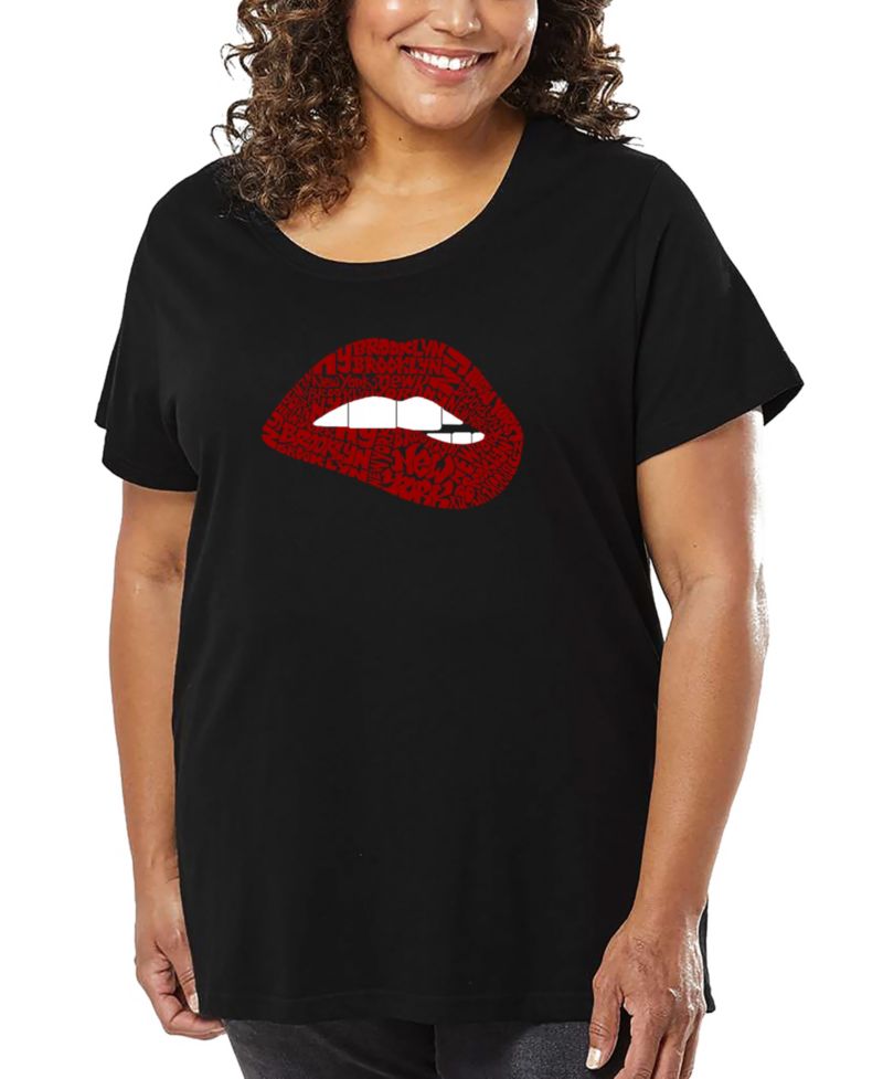 Plus Size Brooklyn Lips Word Art T-Shirt