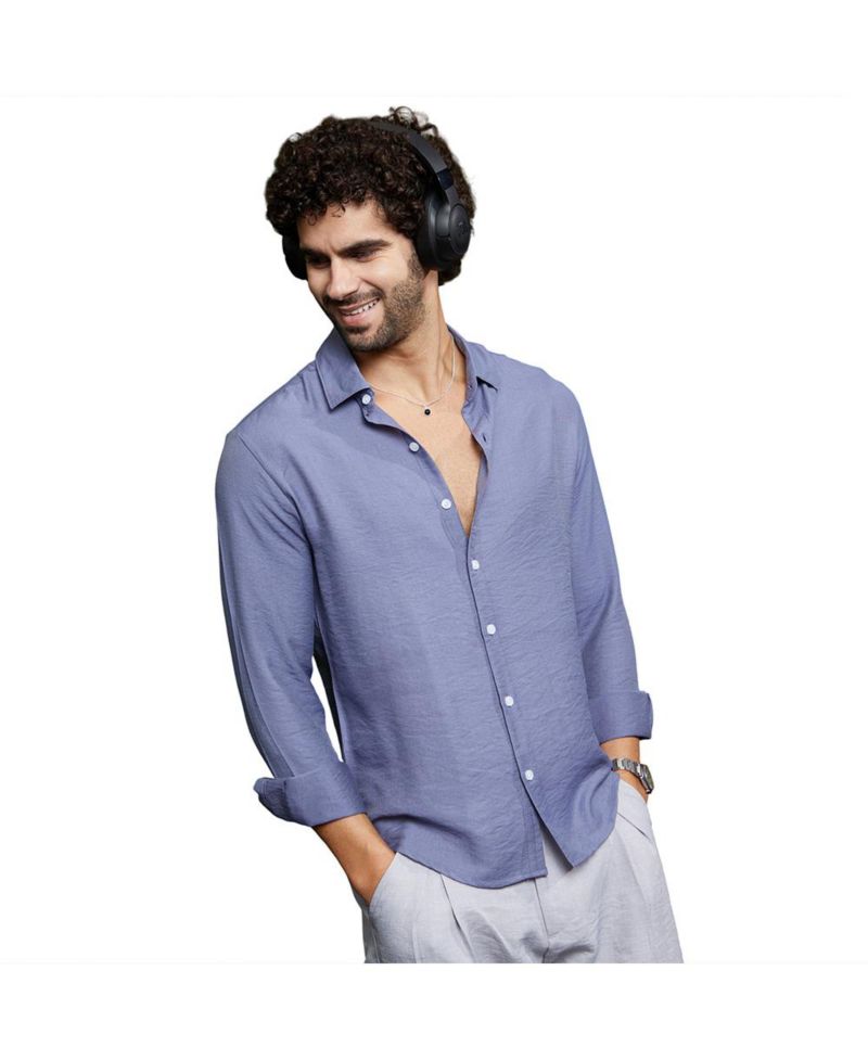 Men's Cornflower Blue Breezy Wrinked Relaxed Shirt