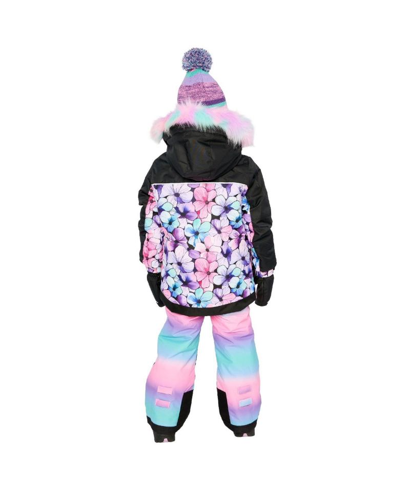 Little and Big Girl (6-14) Two Piece Play Snowsuit Floral Print with Gradient Pants