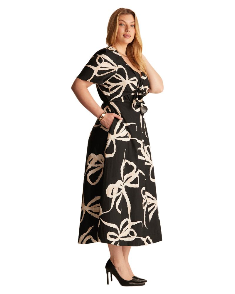 Plus Size Nadja Wrap Tie-front Fit Flare Empire Midi Dress