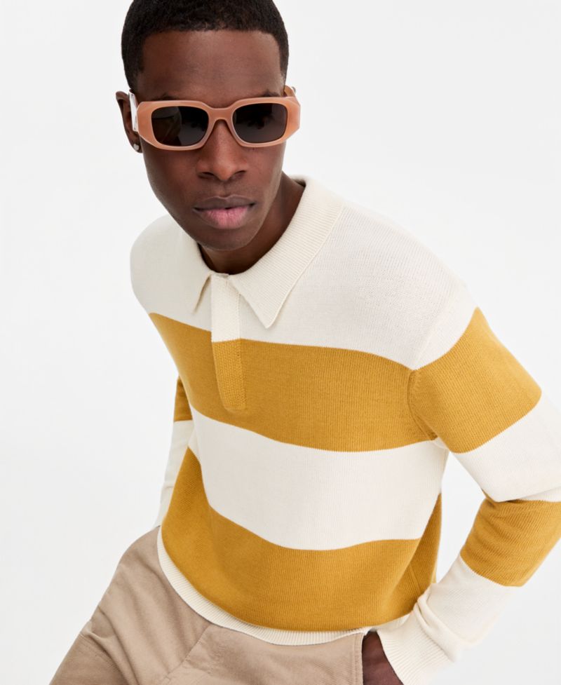Men's Elio Long-Sleeve Striped Polo Shirt