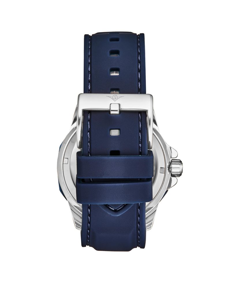 Edwardian 4018 Men s Automatic Skeleton Watch - 44mm Stainless Steel Case, Skeleton Dial, Silicone Strap