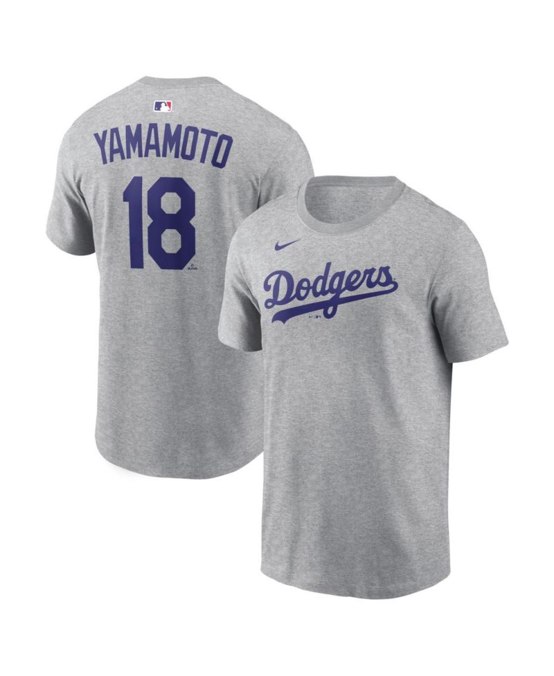 Men's Yoshinobu Yamamoto Heather Gray Los Angeles Dodgers Name & Number T-Shirt