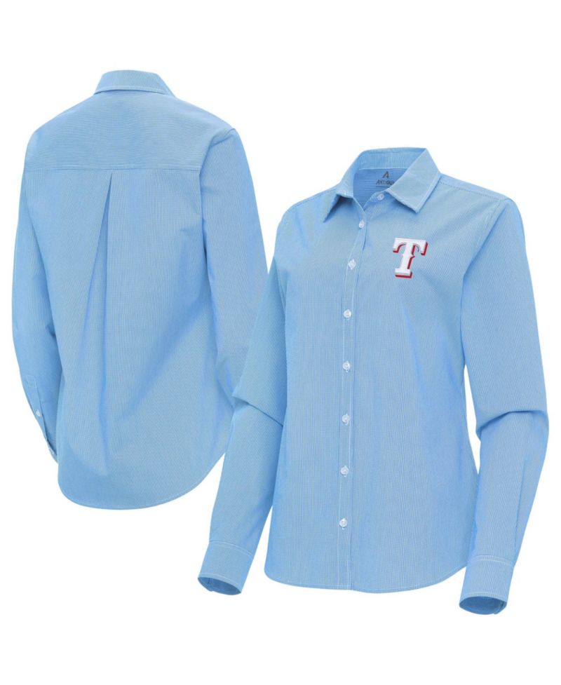 Women's Powder Blue Texas Rangers Porter Woven Long Sleeve Button-Up Shirt