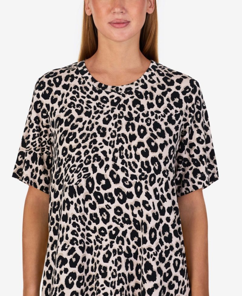 Women's Short-Sleeve Leopard-Print Sleepshirt