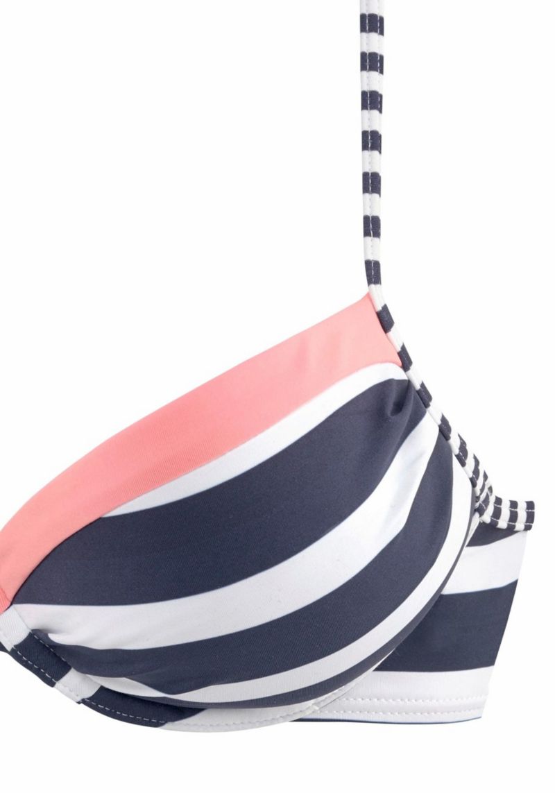 Women's Striped Removable Pads Push-Up Bikini Top
