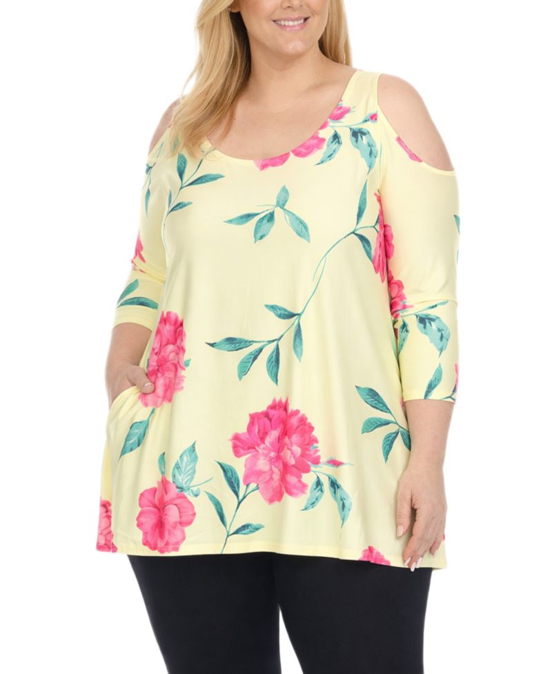 Plus Size Floral Cold Shoulder Knit Tunic Top