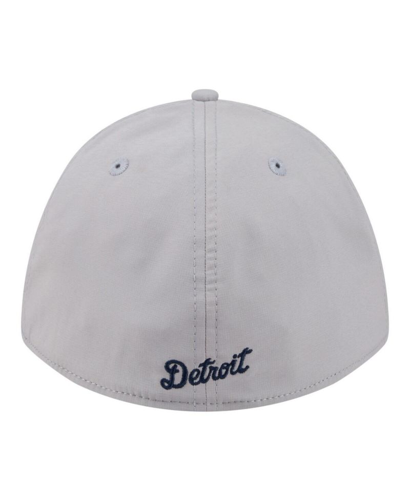Men's Gray Detroit Tigers Patch 39THIRTY A-Frame M-Crown Perforated Flex Hat
