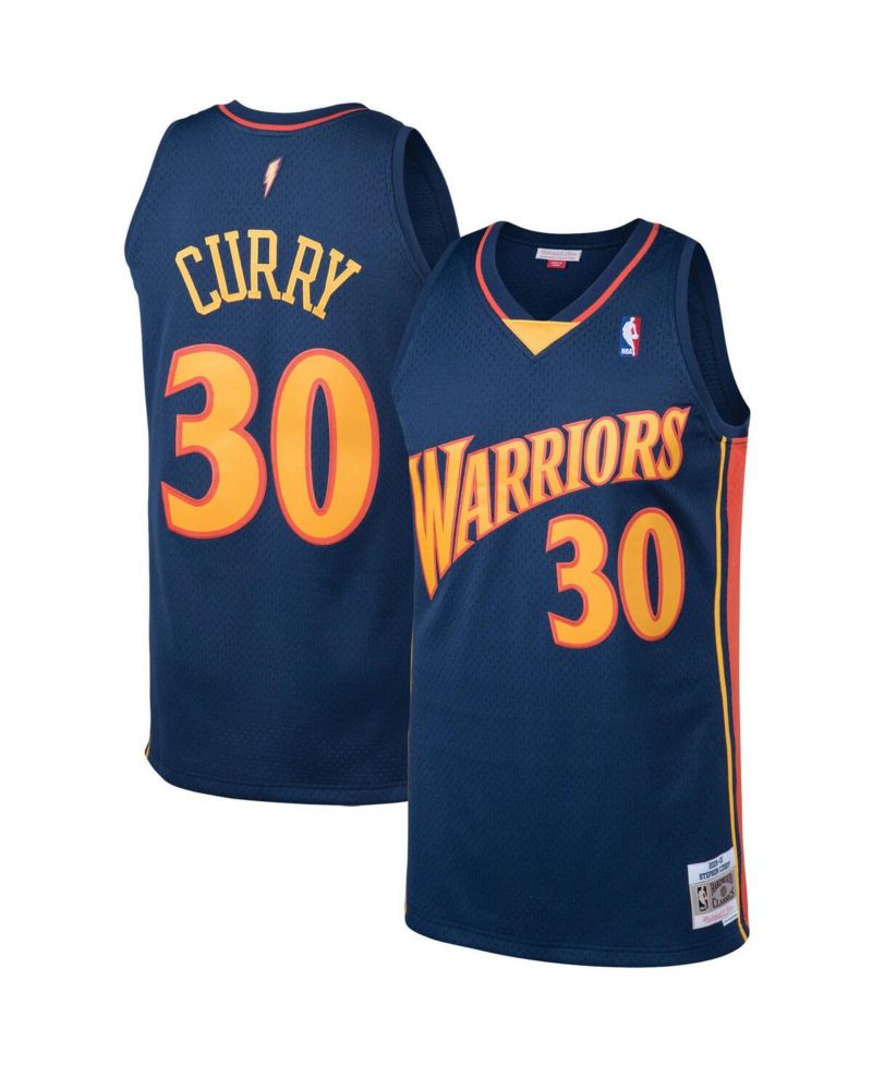 Men's Stephen Curry Navy Golden State Warriors Big and Tall Hardwood Classics Jersey