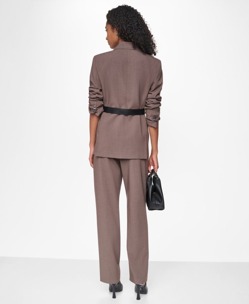 Women's Belted Notch Collar Stretch Blazer