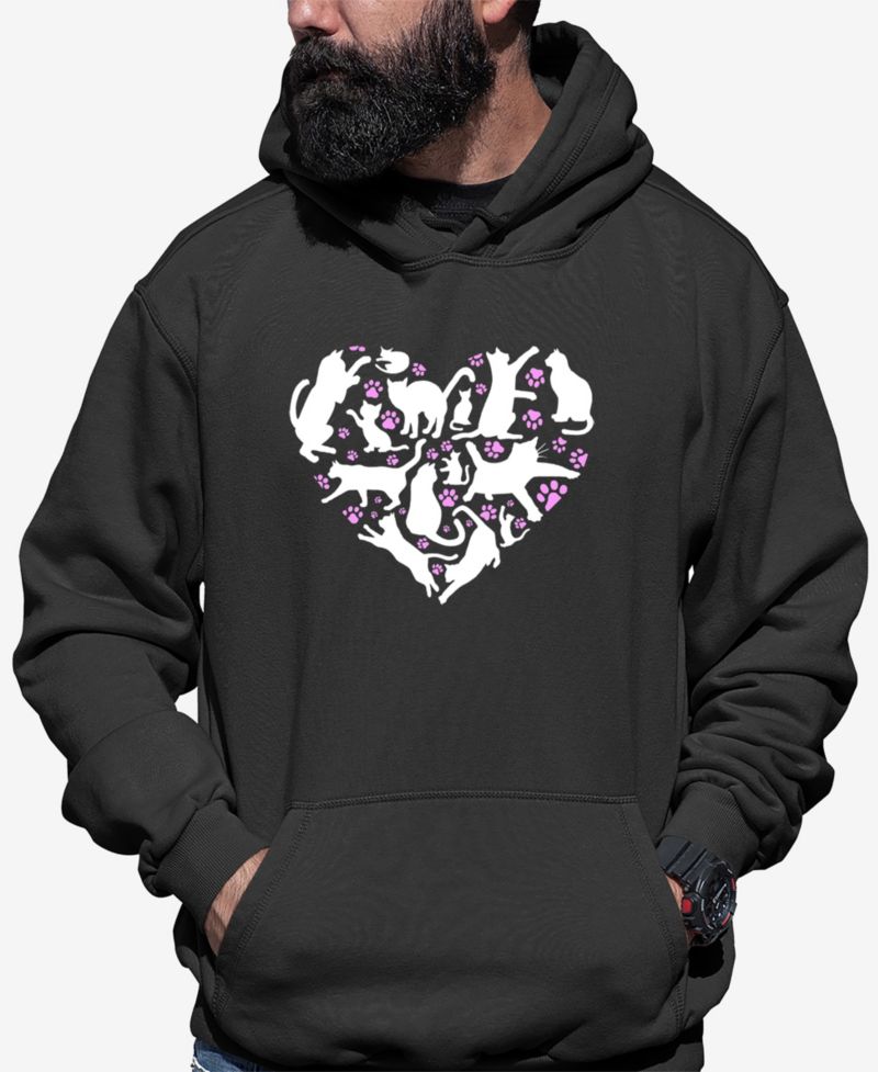 Men's Cat Heart Word Art Hooded Sweatshirt