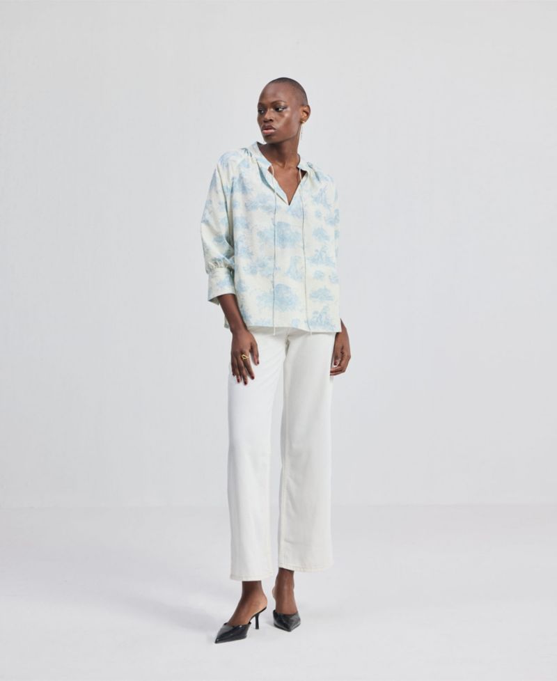Women's Relaxed-fit Shirt with Drawstring in Animal Print