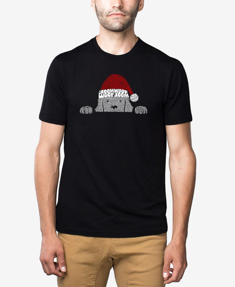 Men's Cotton/Poly Blend Word Art T-shirt - Christmas Dog