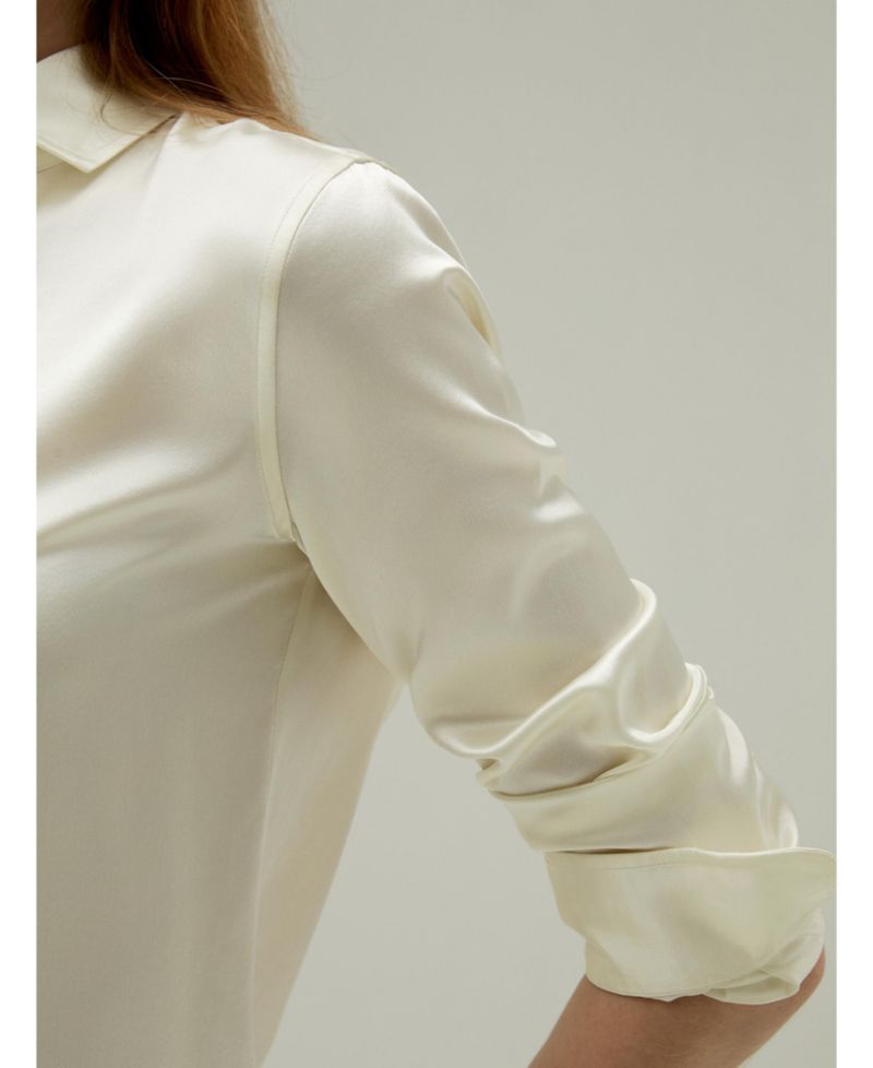Women's Tailored Button Down Regular Fit Silk Shirt