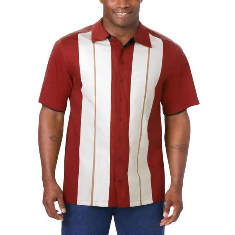 Big & Tall Short-Sleeve Colorblock Rayon Shirt